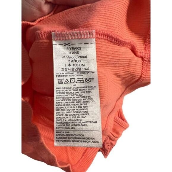 Baby GAP Ruffle Eyelet Sleeve Top Girls Size 3 Orange Rib Knit - Picture 3 of 5